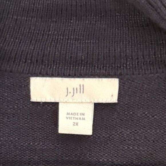 J JILL Notch Lapel Patch Pockets Textured Sweater Jacket 2X Coastal Transitional - Picture 5 of 7